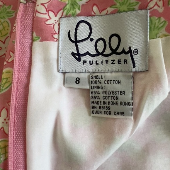 Vtg Lilly Pulitzer Women's Skirt Pink Floral Pineapple Scallop Hem Size 8 - Picture 6 of 8